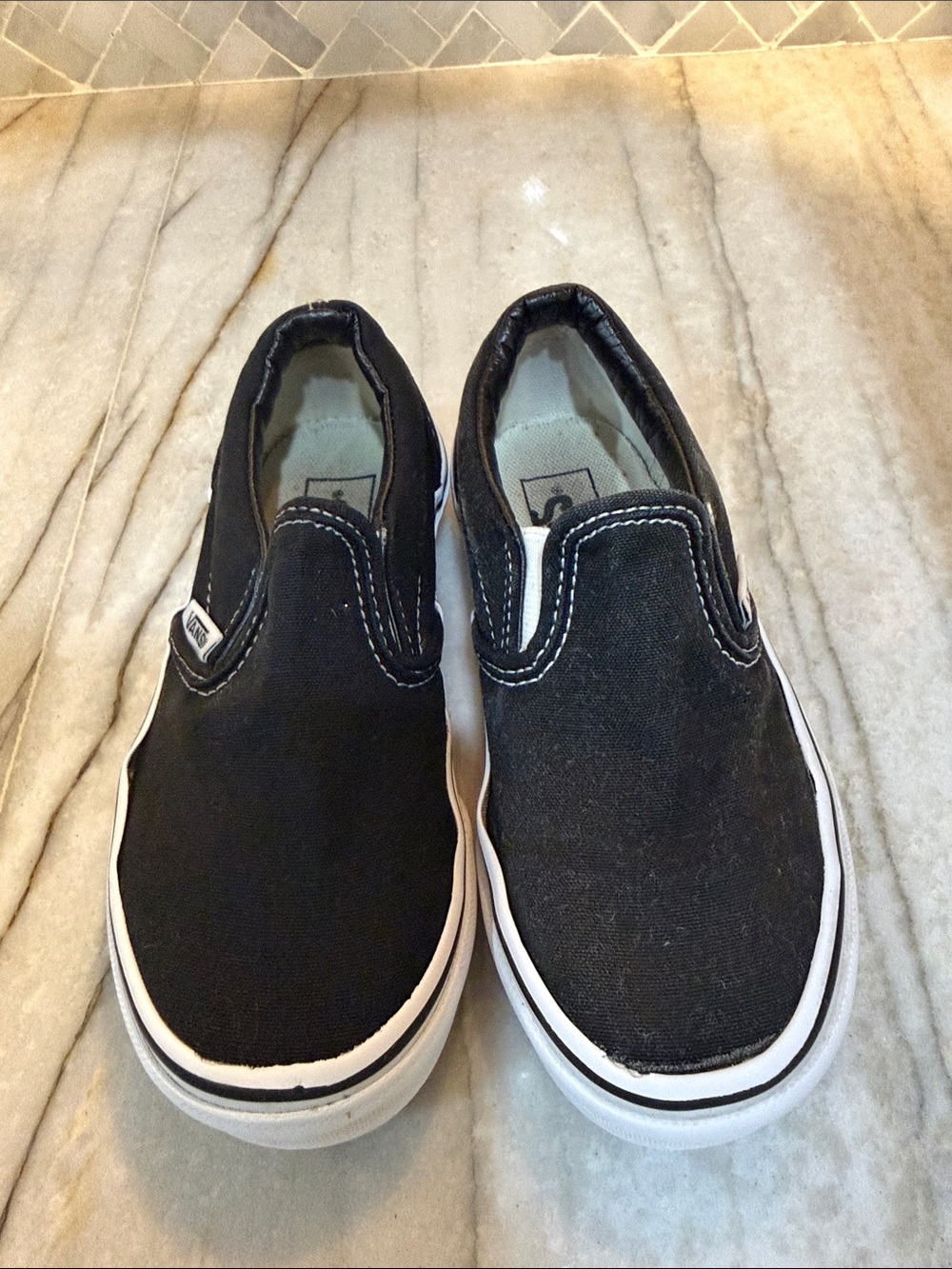 Vans Kids Black Slip-On Canvas Sneakers Kids 12C